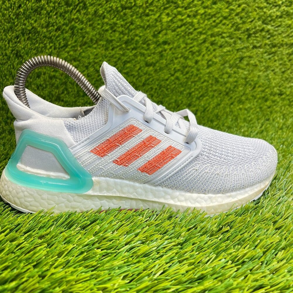 Adidas UltraBoost 20 Womens Size 5.5 Gray Orange Walking Running Shoes Sneakers
